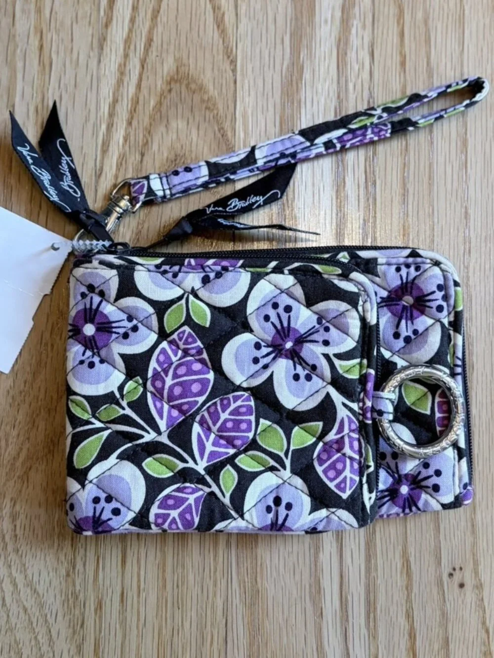 Vera Bradley Retired Plum Petals Double ID Wristlet Bifold Wallet NWT